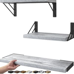Gray Wall Display Shelves 3pk NEW
